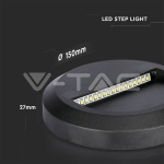 2W LED Осветление за Стъпала Черно Тяло Кръг 3000К