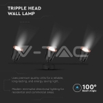 18W LED Тройна Спот Лампа 3000К Черна