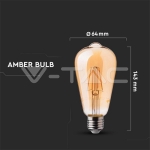 LED Крушка 6W Filament  E27 ST64  Амбър 2200K