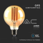 LED Крушка 7W Filament E27 G95 Амбър 2200K