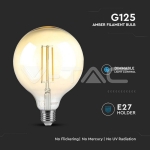LED Крушка 8W Filament E27 G125 Амбър Димиращ 3000K