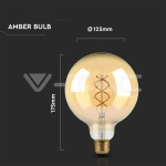 LED Крушка 5W Filament  E27 G125 Амбър 1800К