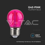 LED Крушка 2W Filament E27 G45 Розова