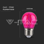 LED Крушка 2W Filament E27 G45 Розова