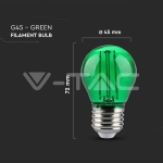 LED Крушка 2W Filament E27 G45 Зелена