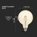 LED Крушка 12.5W Filament  E27 G125 2200K