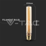 LED Крушка 2W Filament E27 T30 Амбър 3000K