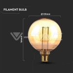 LED Крушка 4W Filament  E27 G125 Амбър ART 1800К