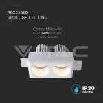 2xGU10 Гипсова Отливка Кръг Бяла