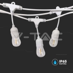 Градински Гирлянд с Фасунги Е27 за 15бр. Крушки Бял