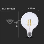 LED Крушка 4W Filament  E27 G125 4000К