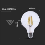 LED Крушка 4W Filament E27 G95 3000K