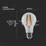 LED Крушка 18W Filament E27 A70 3000K 135 lm/W