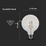 LED Крушка 12W Filament  E27 G125 4000K