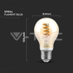 LED Крушка 4W E27 Filament A60 Aмбър 1800К