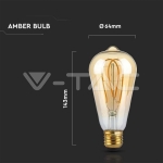 LED Крушка 4.8W Filamet E27 ST64 Амбър 1800К
