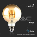 LED Крушка 8W Filament E27 G95 AMBER 2200K