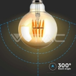 LED Крушка 8W Filament E27 G95 AMBER 2200K