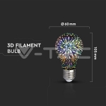 LED Крушка 3W E27 Filament 3D A60 3000K