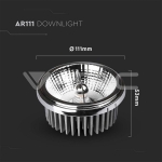 LED Крушка AR111 20W Регулиращ Рефлектор 40`D/20`D 6400K Silver