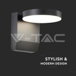 17W LED Стенна Лампа Черна Кръг 4000К IP65