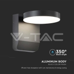 17W LED Стенна Лампа Черна Кръг 4000К IP65