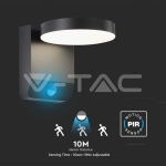 17W LED Стенна Лампа Сензор Черна Кръг 4000К IP65