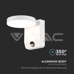 17W LED Стенна Лампа Сензор Бяла Кръг 3000К IP65