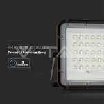 6W LED Соларен Прожектор 6400K Сменяема Батерия Черно Тяло