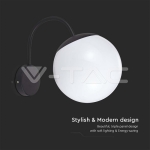 Стенна Лампа Топка 1*27 Черен Опал Нагоре