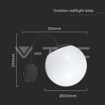 Стенна Лампа Топка 1*27 Черен Опал Нагоре