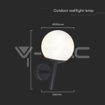 Стенна Лампа Топка 1*27 Черен Опал Надолу