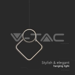 LED Осветител 12W Висящ Геометрик 280 x 1800мм Черен 3000К