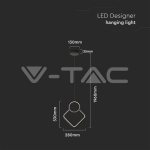 LED Осветител 12W Висящ Геометрик 280 x 1800мм Черен 3000К