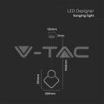 LED Осветител 12W Висящ Геометрик 280 x 1800мм Черен 4000К