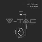 LED Осветител 12W Висящ Геометрик 280 x 1800мм Бял 3000К