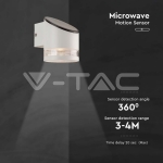 1W LED Соларна Стенна Лампа SMD С Микровълнов Датчик IP44 3000K