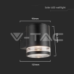 1W LED Соларна Стенна Лампа SMD Черно Тяло IP44 3000K