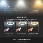 45W LED Тяло/Вентилатор Дистанционно 3в1 AC Мотор Син Ринг
