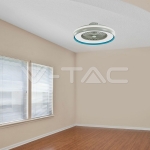 45W LED Тяло/Вентилатор Дистанционно 3в1 AC Мотор Син Ринг