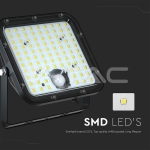 30W LED Соларен Прожектор LiFePo Батерия 3.7V Черен 4000K