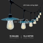 3W Соларен Гирлянд с 15бр. Лампи Ф156см и 3000K Крушки 15,6м.