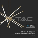 LED Осветител 50W Висящ 85*31*120CM Златно Тяло 3000K