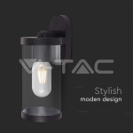 E27 Стенен Аплик Черен Цилиндър PC Прозрачен IP44