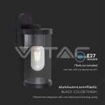 E27 Стенен Аплик Черен Цилиндър PC Прозрачен IP44