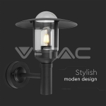 E27 Стенен Аплик Черен Цилиндър Шапка Стъкло IP44