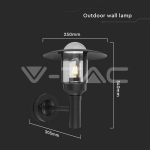 E27 Стенен Аплик Черен Цилиндър Шапка Стъкло IP44