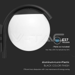 E27 Стенен Аплик Черна Сфера PC Опал IP44