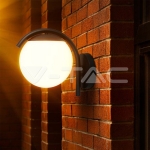 E27 Стенен Аплик Черна Сфера PC Опал IP44