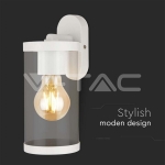 E27 Стенен Аплик Бял Цилиндър PC Прозрачен IP44